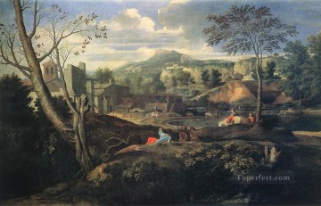 理想的な風景 古典的なニコラ・プッサン Oil Paintings